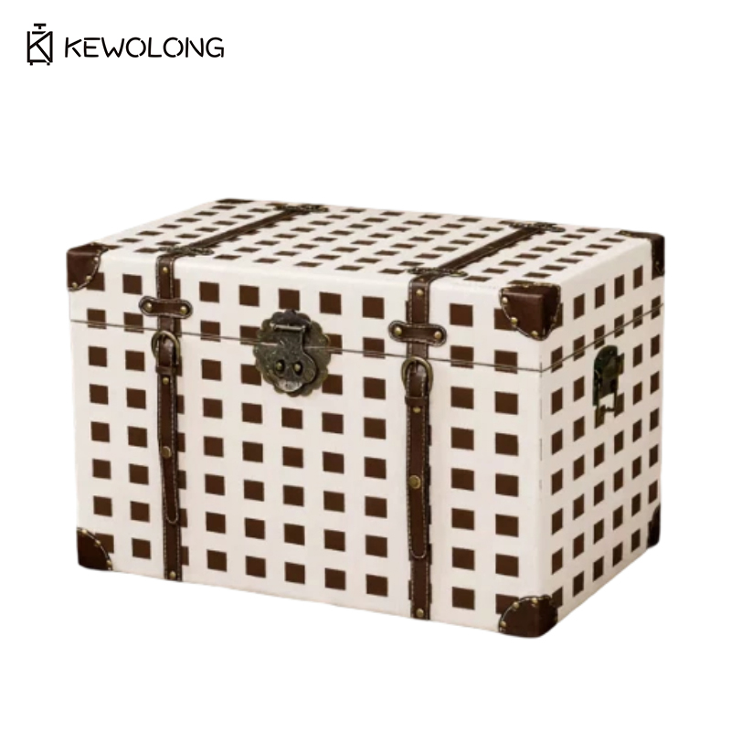 Retro Vintage Trunk Suitcase - Caixa de Armazenamento de Madeira com