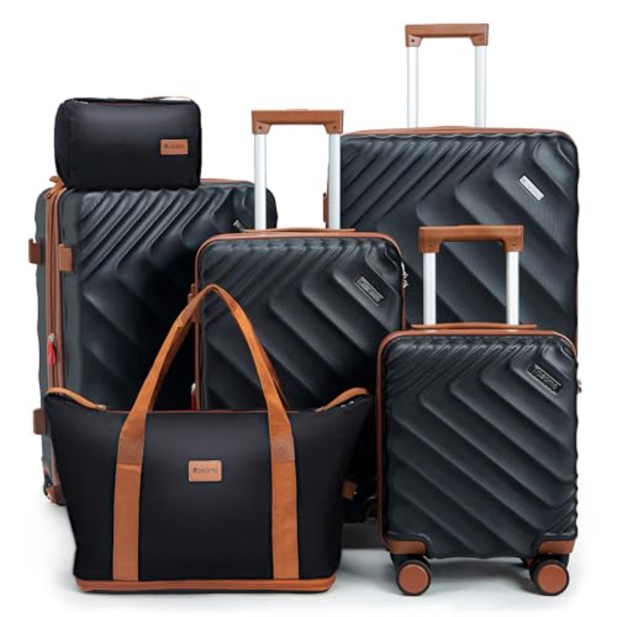 Expandable Hard Shell Luggage Set - Conjunto de 6 Peças de Malas