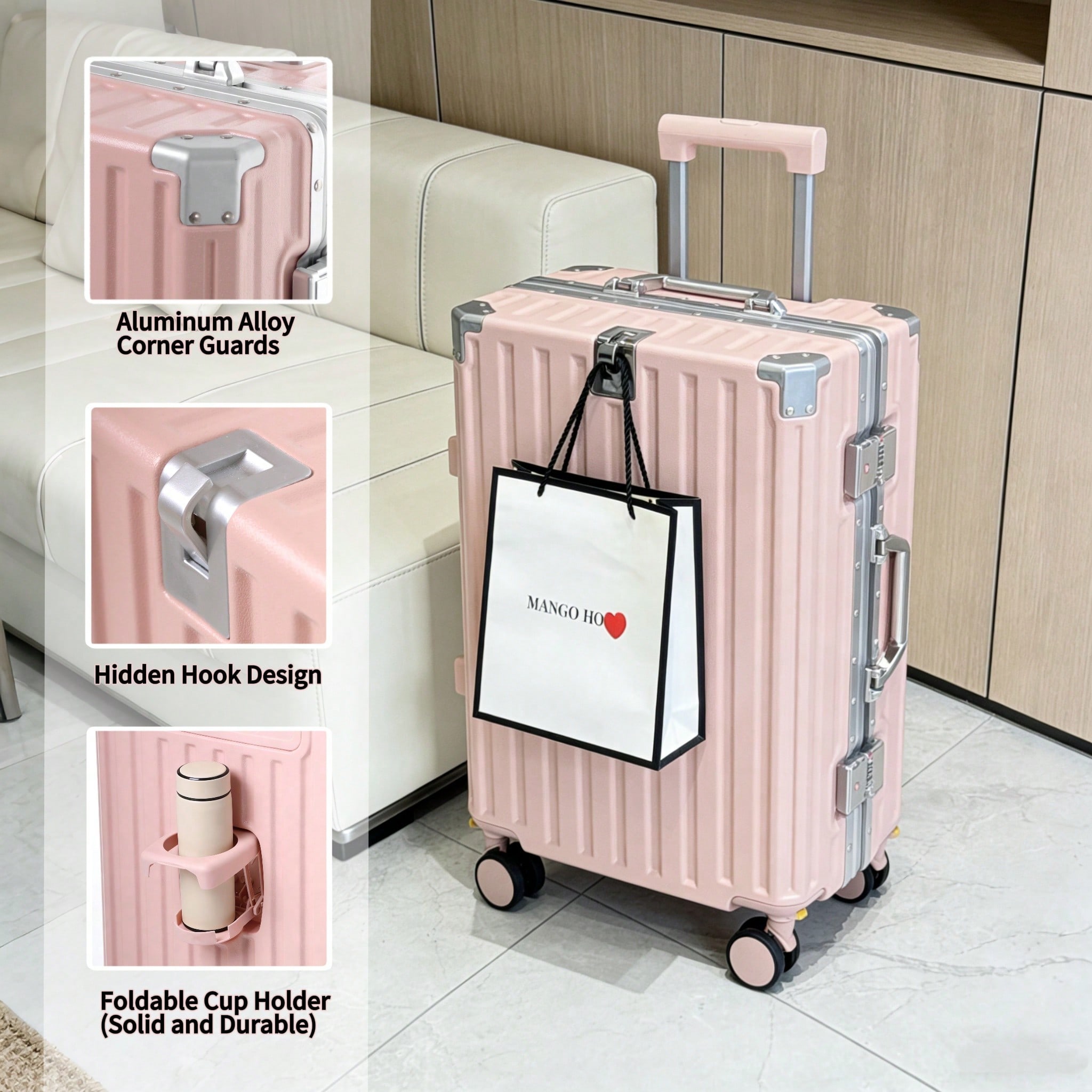 Mala de Viagem de 20 Polegadas - Aluminum Frame Carry On Luggage avaliação e preço