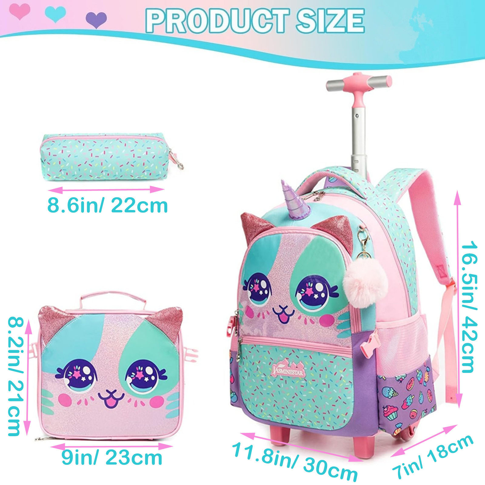 3 pçs bonito mochila de rolame - Foldable Rolling Luggage Bag avaliação e preço