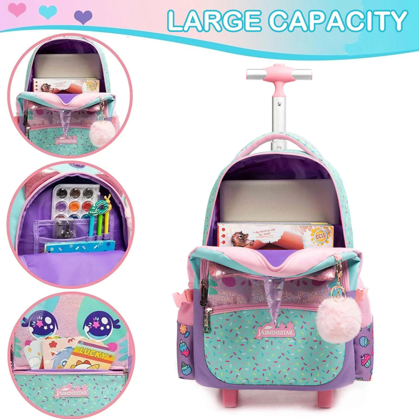 3 pçs bonito mochila de rolame - Foldable Rolling Luggage Bag avaliação e preço