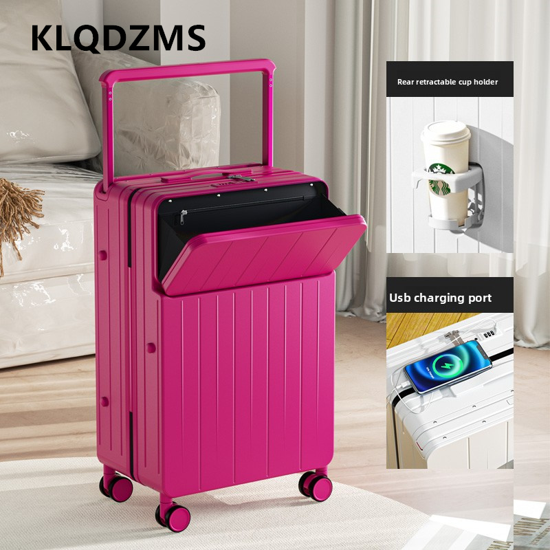 Klqdzms mala multifuncional ab - Front Opening Laptop Luggage 24 Inch avaliação e preço
