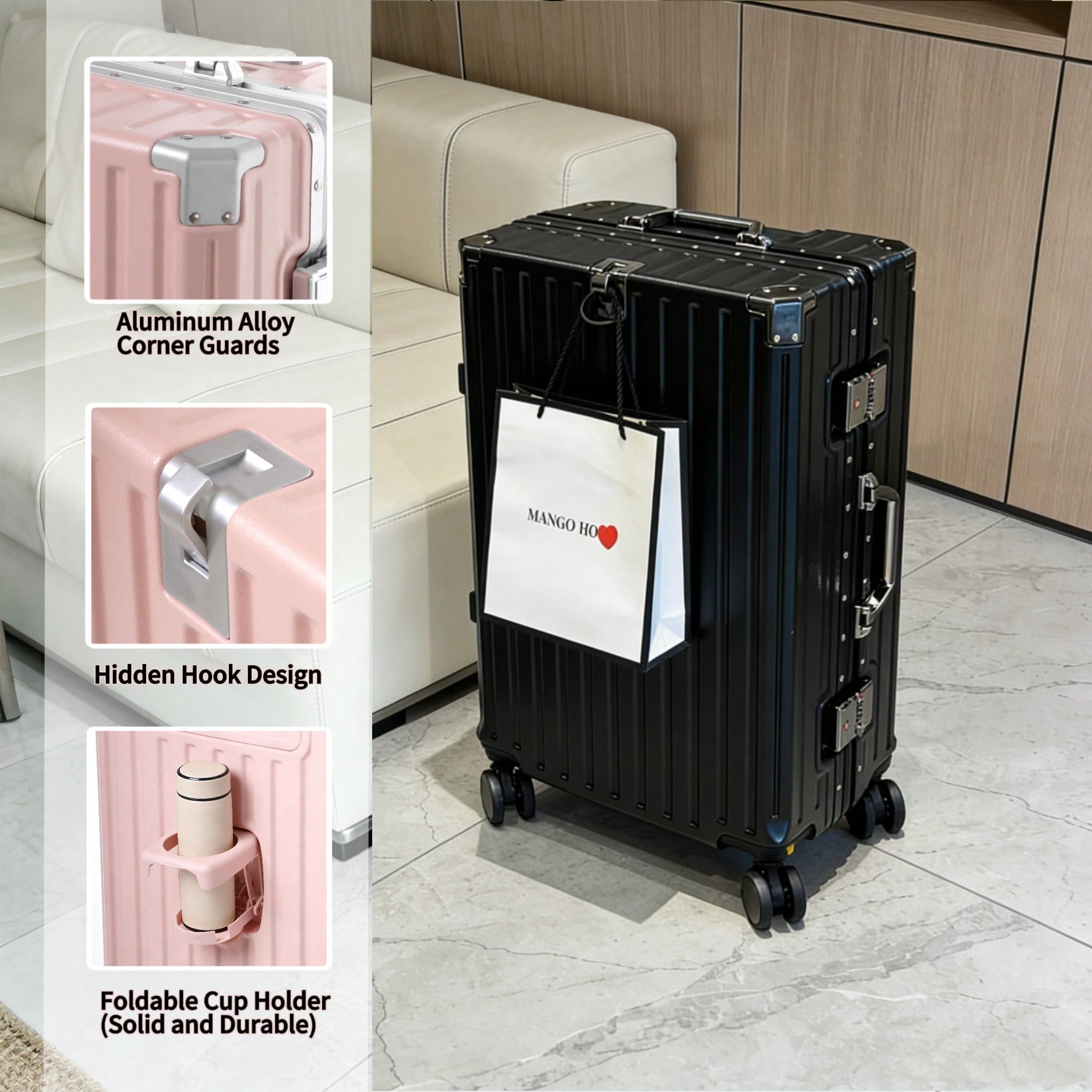 Mala de Viagem de 20 Polegadas - Aluminum Frame Carry On Luggage avaliação e preço