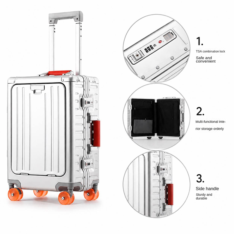 Mala de viagem em liga de alum - Front Opening Laptop Luggage 24 Inch avaliação e preço