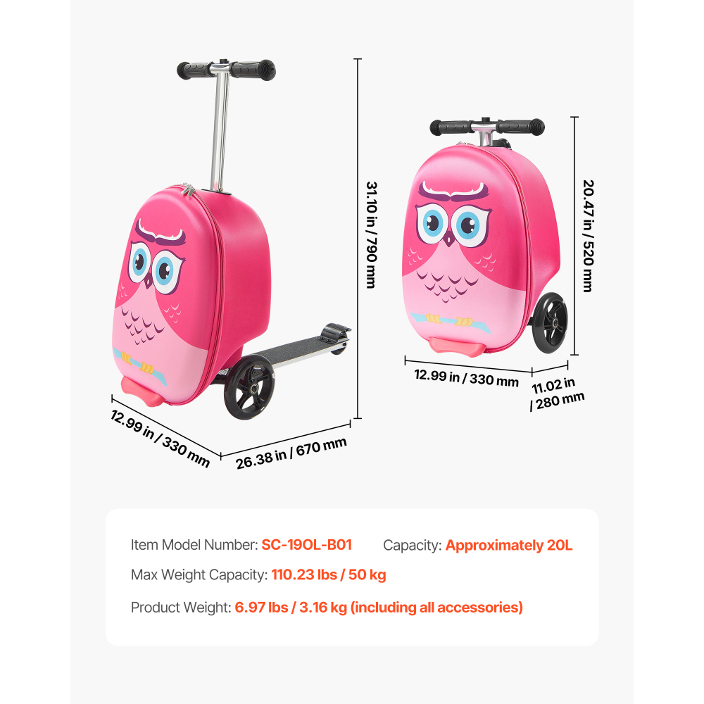 Mala de Rodinhas Infantil 20 P - Kids Ride On Suitcase Scooter avaliação e preço