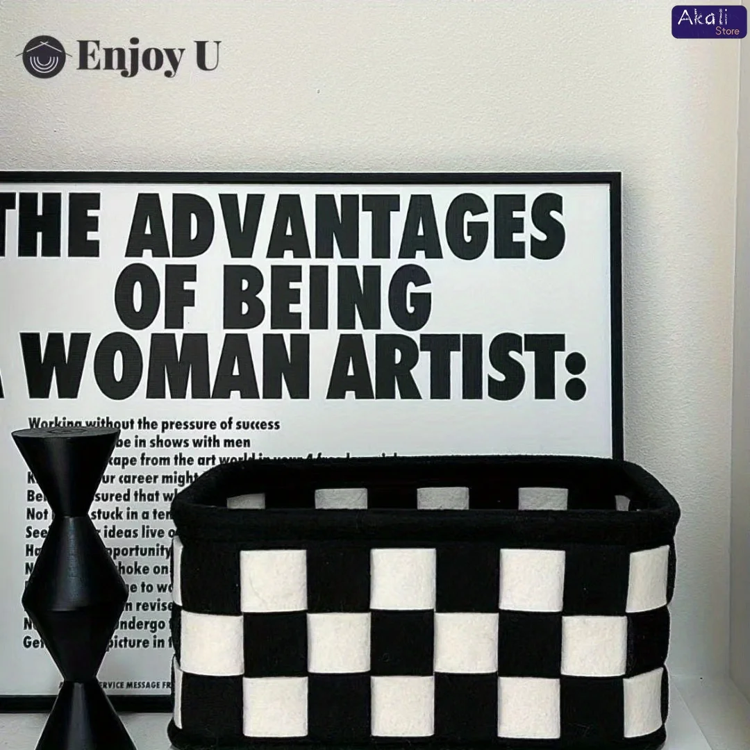 Cesto Organizador Xadrez Preto - Cosmetic Bags avaliação e preço