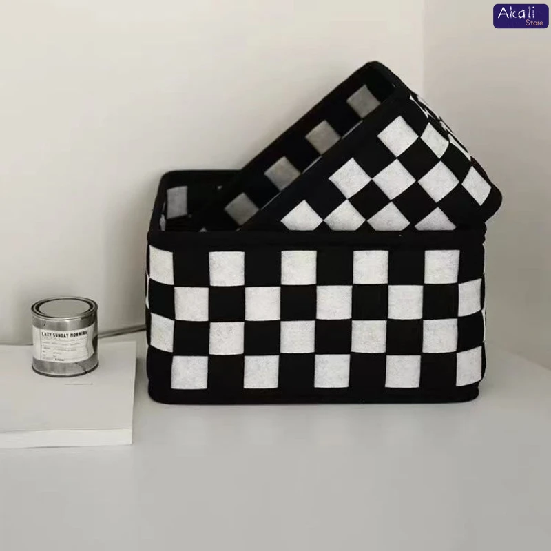 Cesto Organizador Xadrez Preto - Cosmetic Bags avaliação e preço