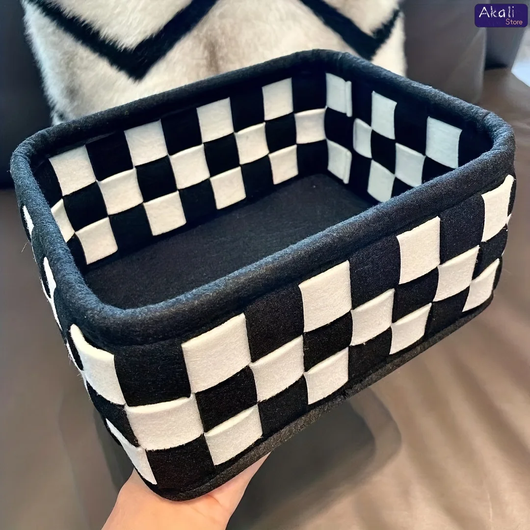 Cesto Organizador Xadrez Preto - Cosmetic Bags avaliação e preço